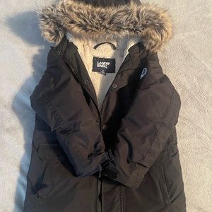 Lands’ End Kids Expedition Waterproof Winter Jacket XS Removable Fur Hood
